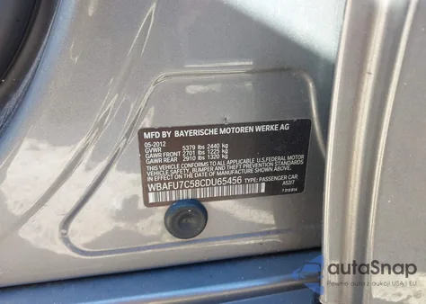 2012 BMW 535I xDrive from USA, damaged, VIN WBAFU7C58CDU65456